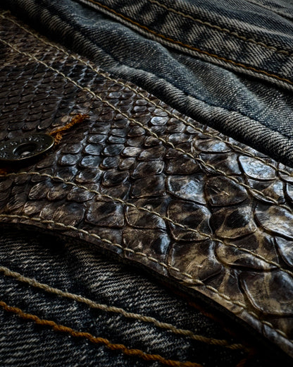Semantic Design Python Detailed Spiral Flared Jeans