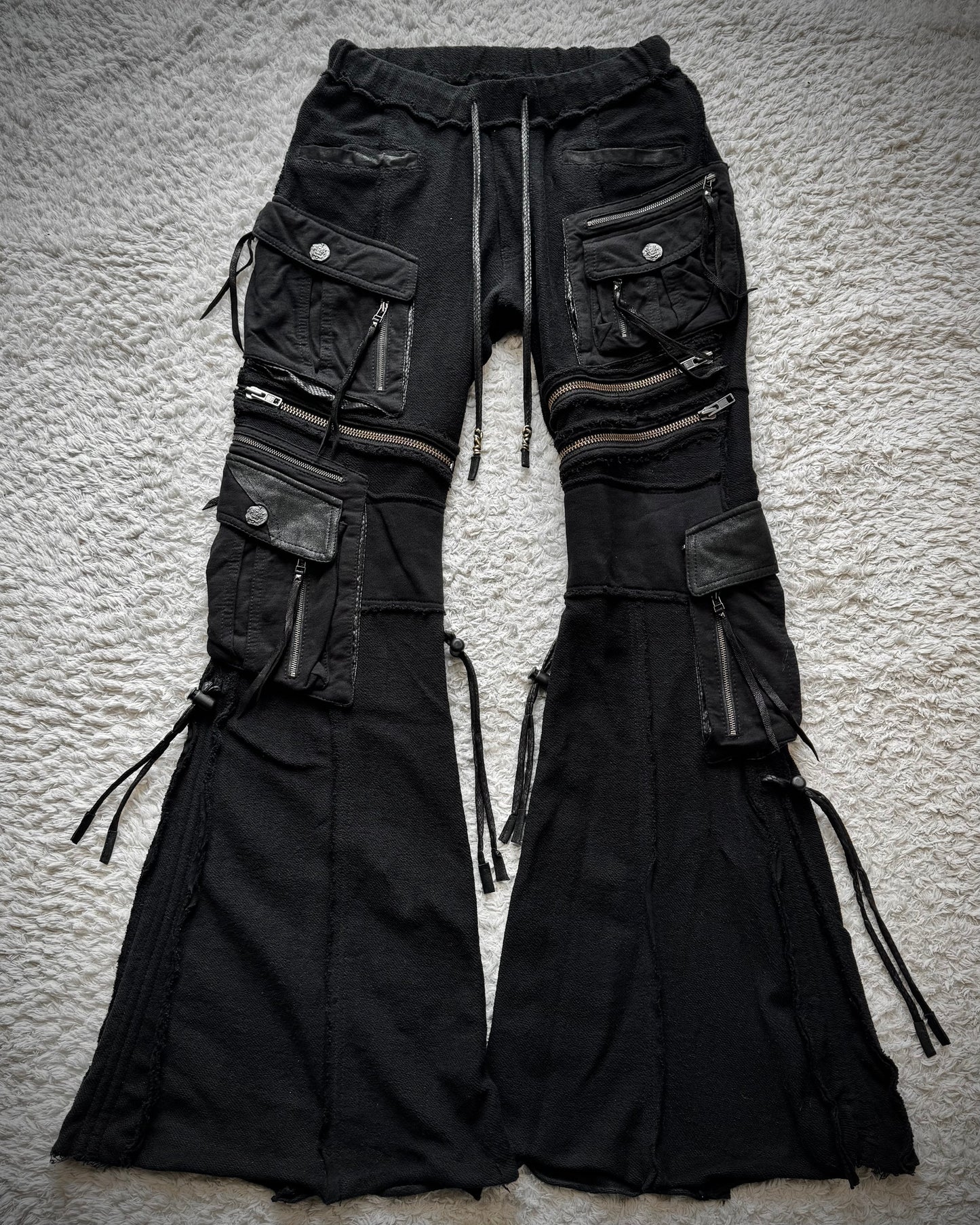 14th Addiction Python Detailed Flared Cargo Sweatpants