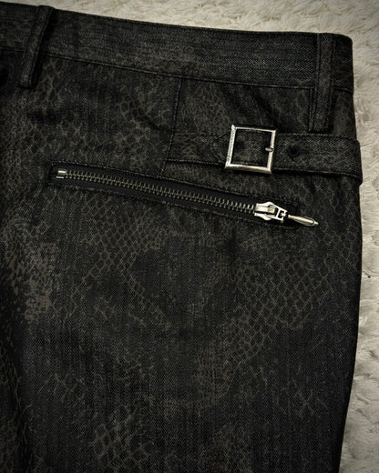 Semantic Design Pleated Python Pattern Bootcut Dress Pants
