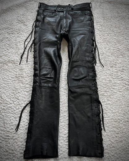 Polo Leather Lace Up Biker Pants