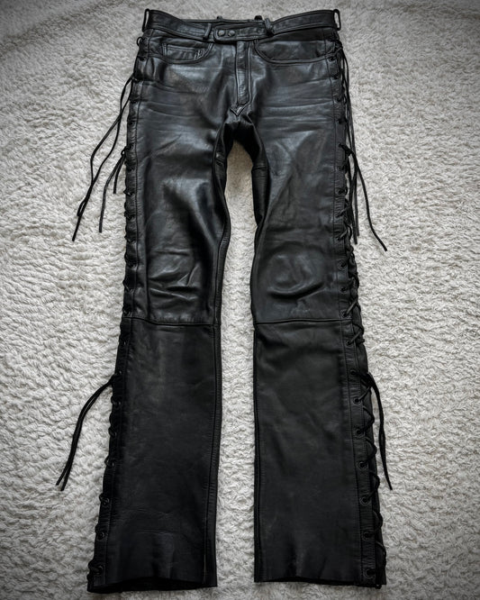 Polo Leather Lace Up Biker Pants