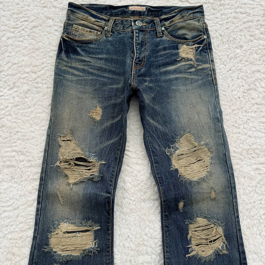 G.O.A Distressed Mud Wash Flared Jeans