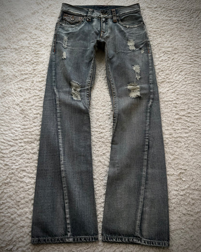 Semantic Design Python Detailed Spiral Flared Jeans