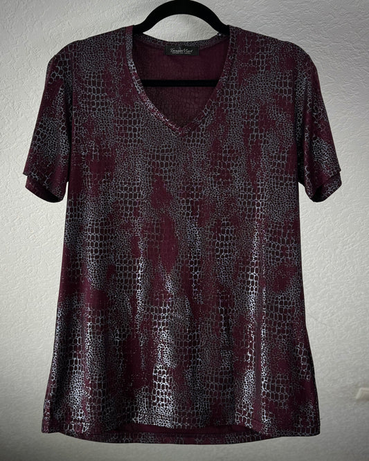 Tornado Mart Bordeaux Silver Snakeskin Pattern T-Shirt