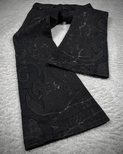 Tornado Mart Tribal Patched Flared Jeans