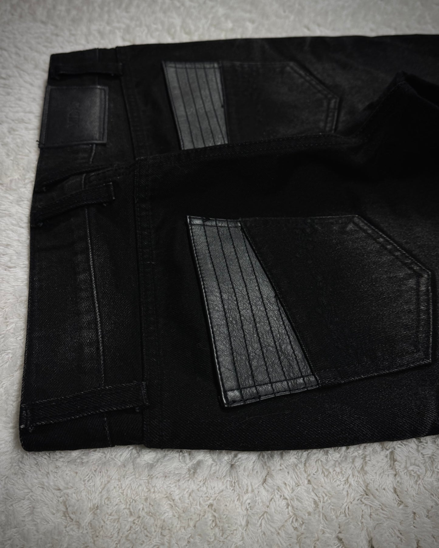 Midas Clawmark Washed Leather Detailed Flared Denim