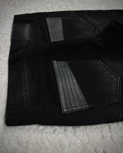 Midas Clawmark Washed Leather Detailed Flared Denim