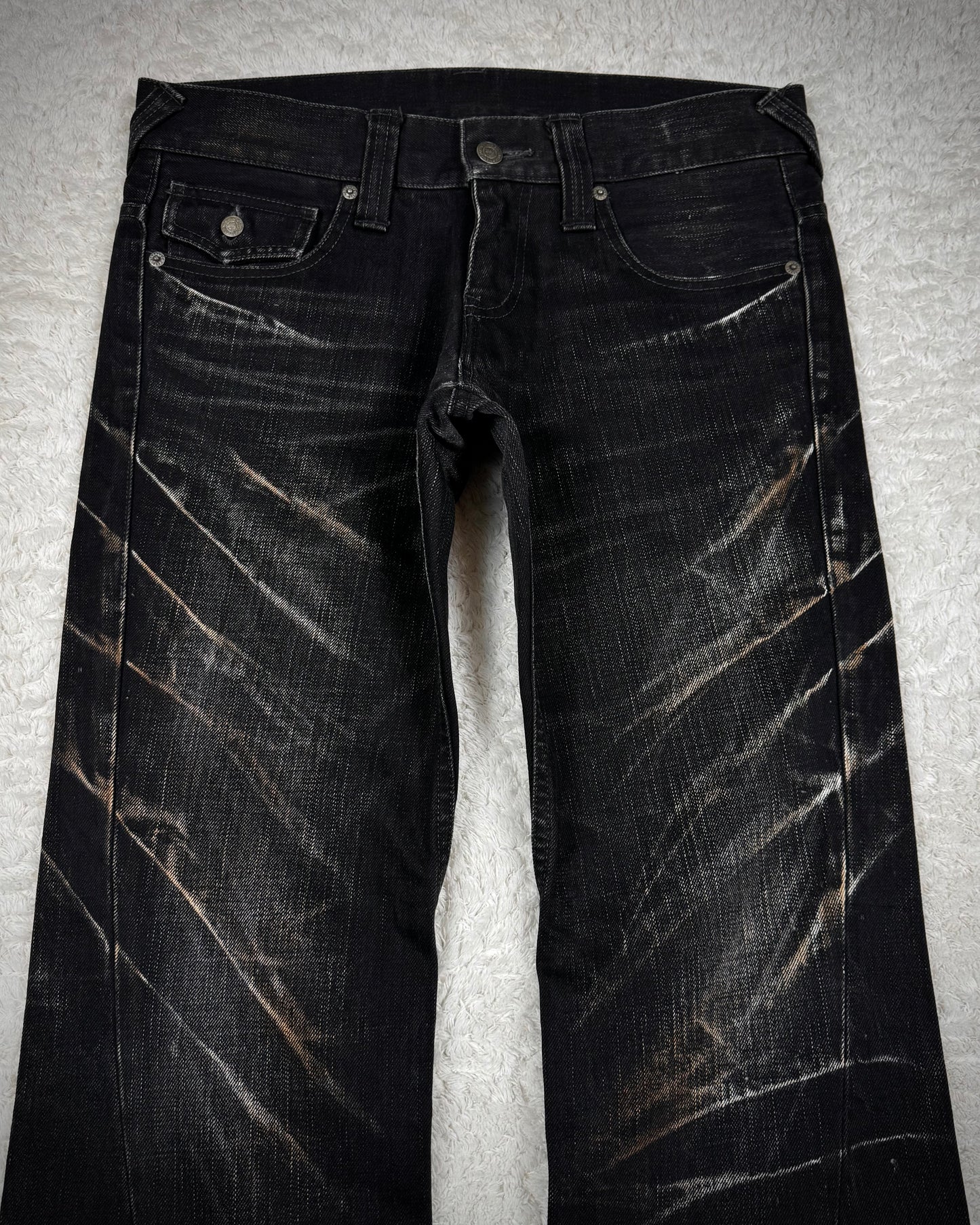Tornado Mart Blood Clawmark Washed Spiral Flared Jeans