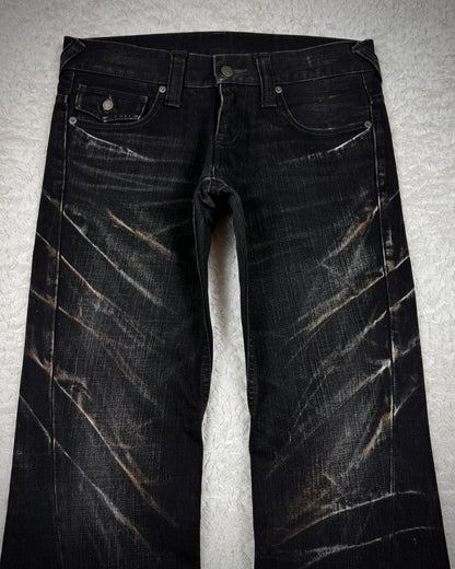 Tornado Mart Blood Clawmark Washed Spiral Flared Jeans