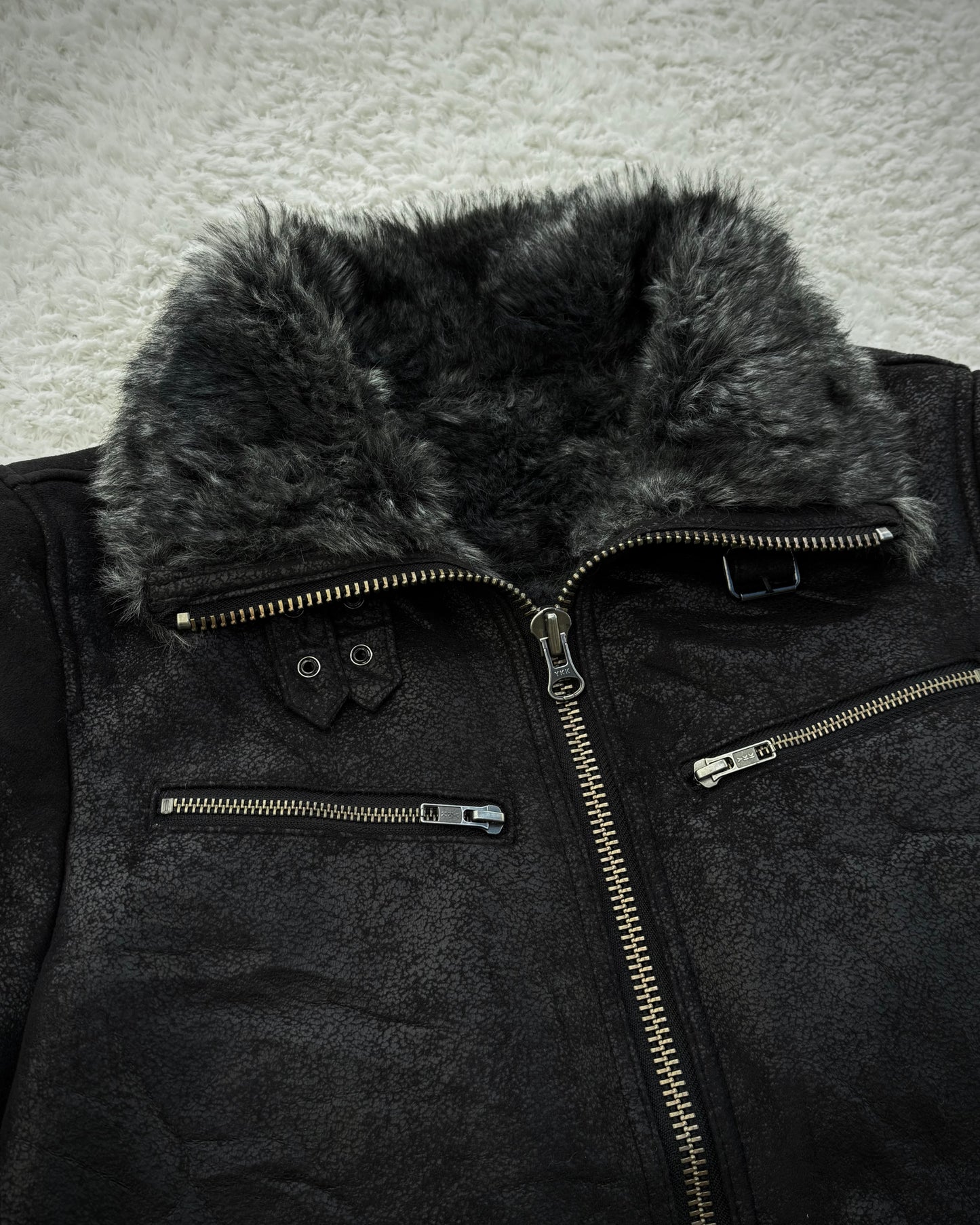 291295=HOMME Cracked Waxed Fur  Jacket