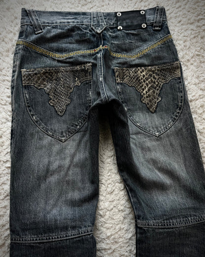 Semantic Design Python Detailed Sword Knee Bootcut Jeans