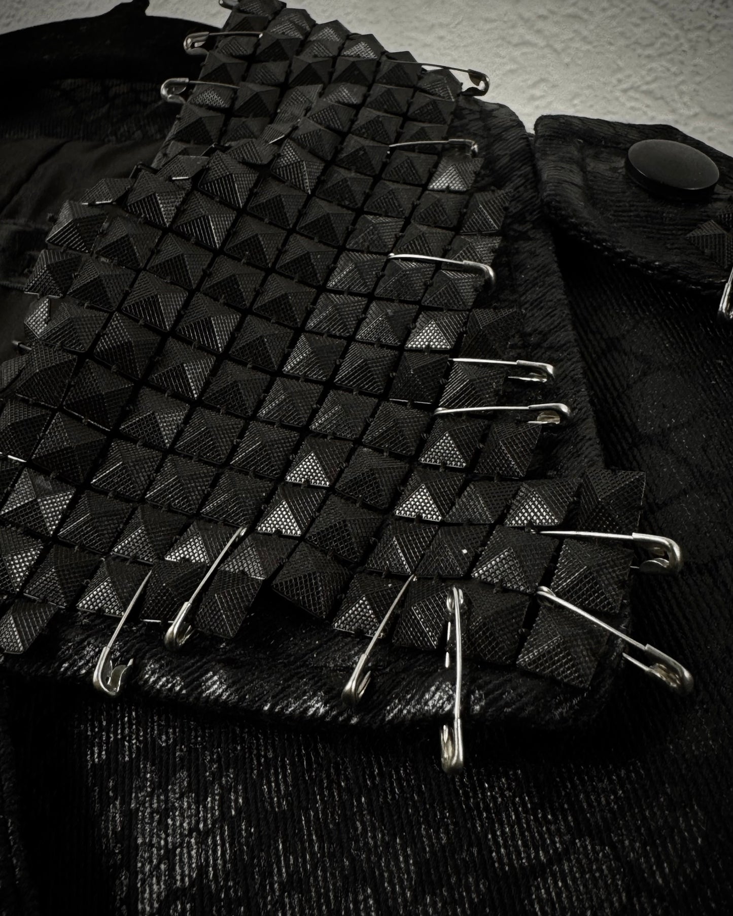 By The R Python Waxed Armor Studded Biker Jacket