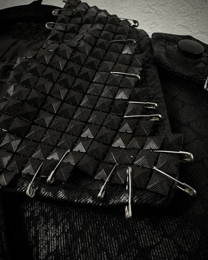 By The R Python Waxed Armor Studded Biker Jacket