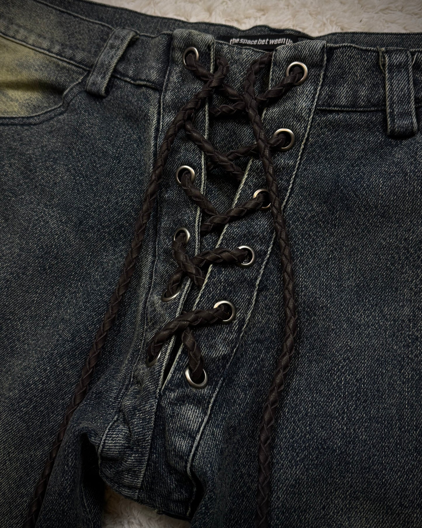 The Space Between Us Mud Washed Lace Up Jeans