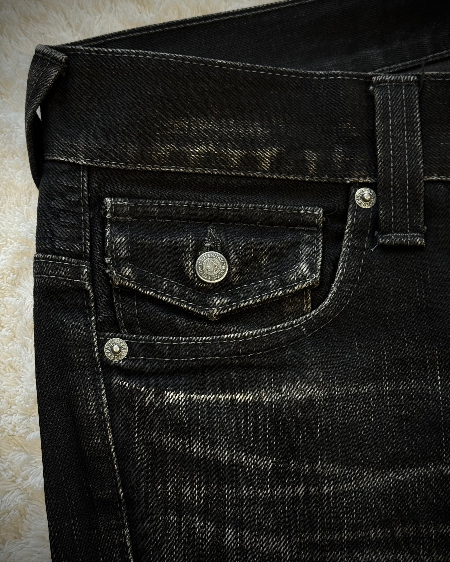 Tornado Mart Mud Clawmarks Washed Spiral Flared Jeans