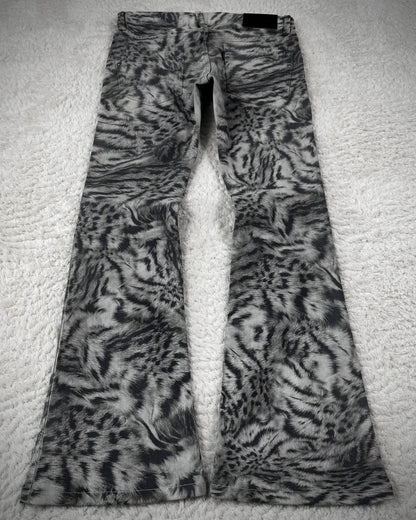 Tornado Mart Tiger Stripes Pattern Flared Jeans