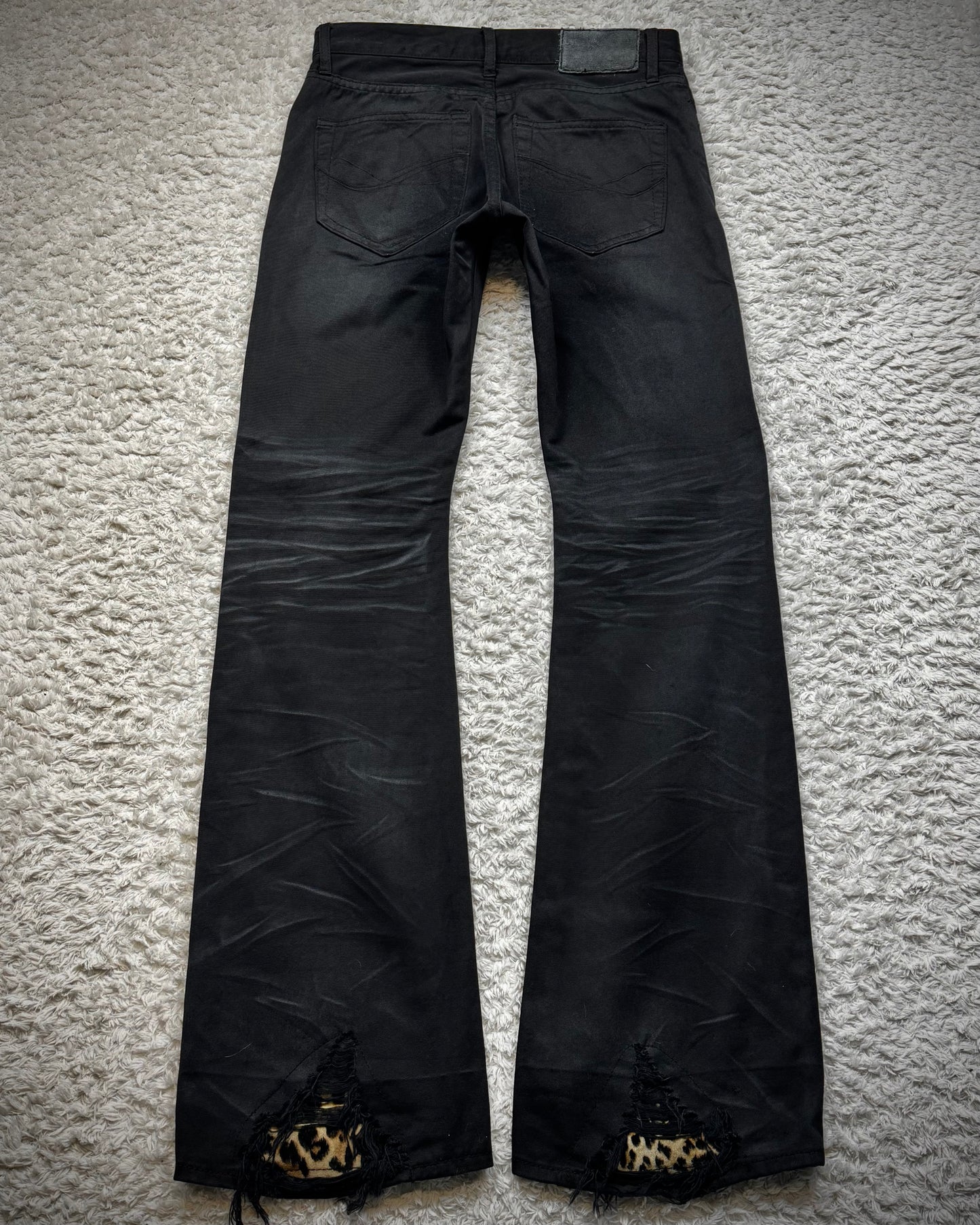 CavariA Leopard Repaired Clawmarks Bootcut Denim