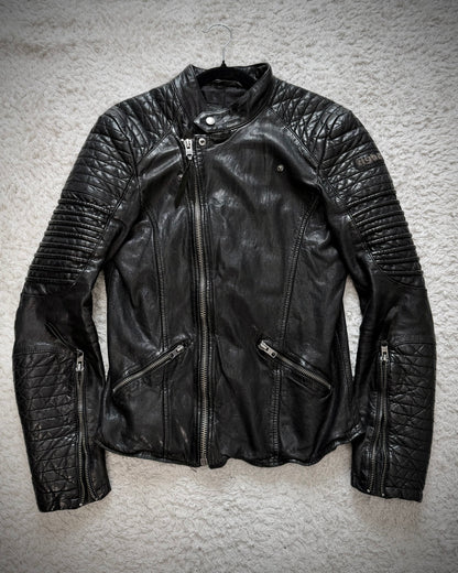 Tigha Ribbed Leather Biker Jacket
