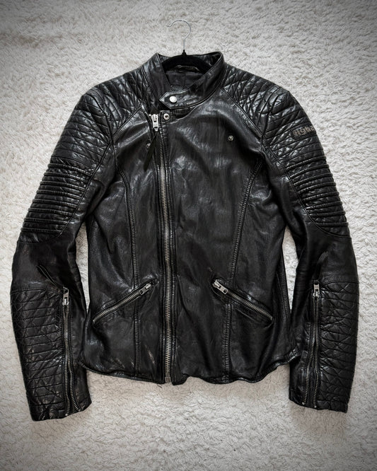 Tigha Ribbed Leather Biker Jacket