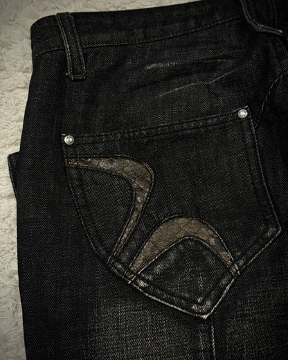 Nicole Club Clawmarks Washed Python Detailed Bootcut Jeans