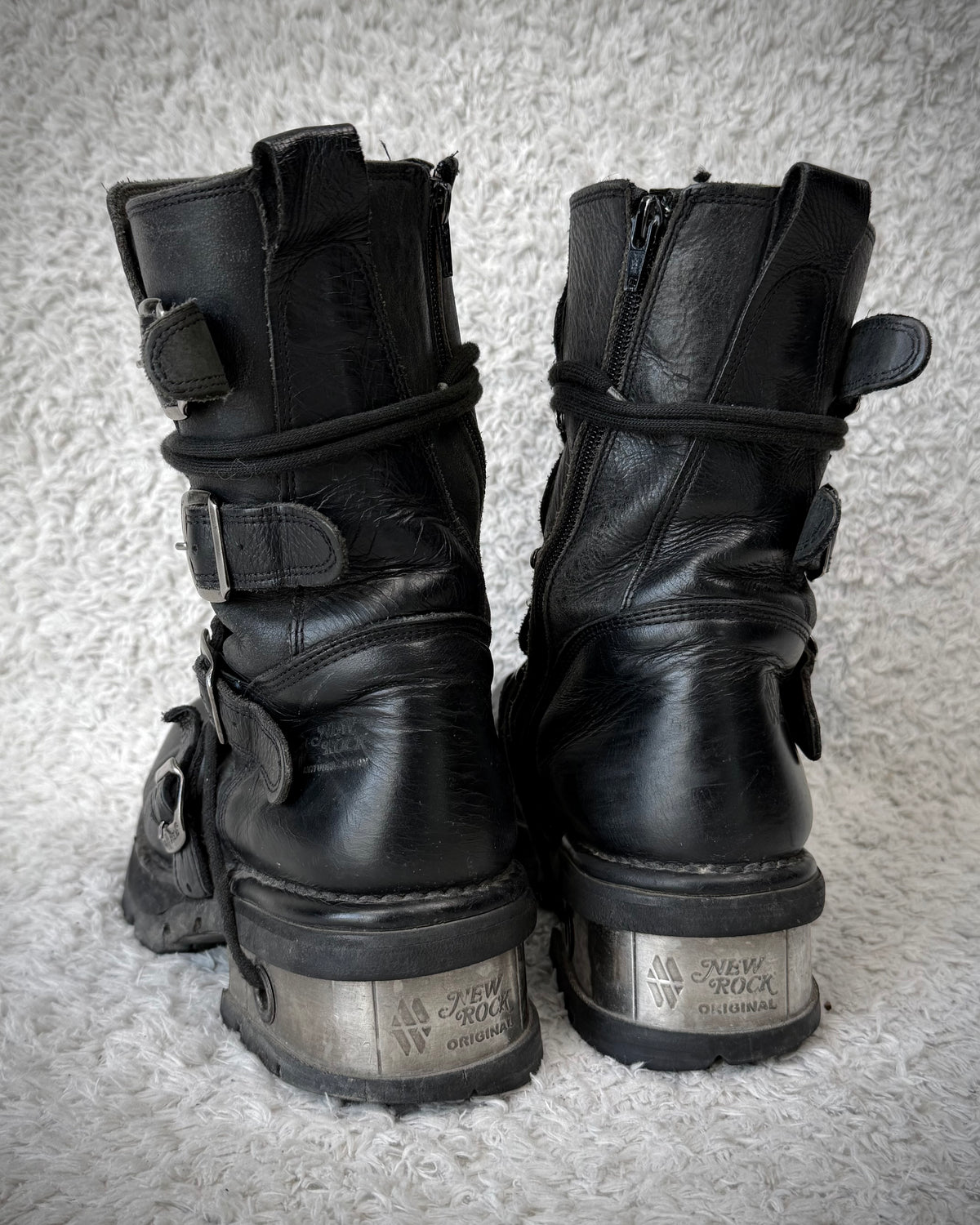 New Rock Steel Heel Leather Boots