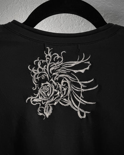 Tornado Mart Tribal Rose Embroidery Double Collar Longsleeve Shirt