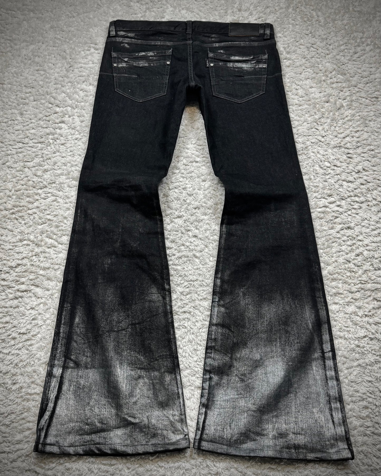 Tornado Mart Silver Faded Flared Jeans