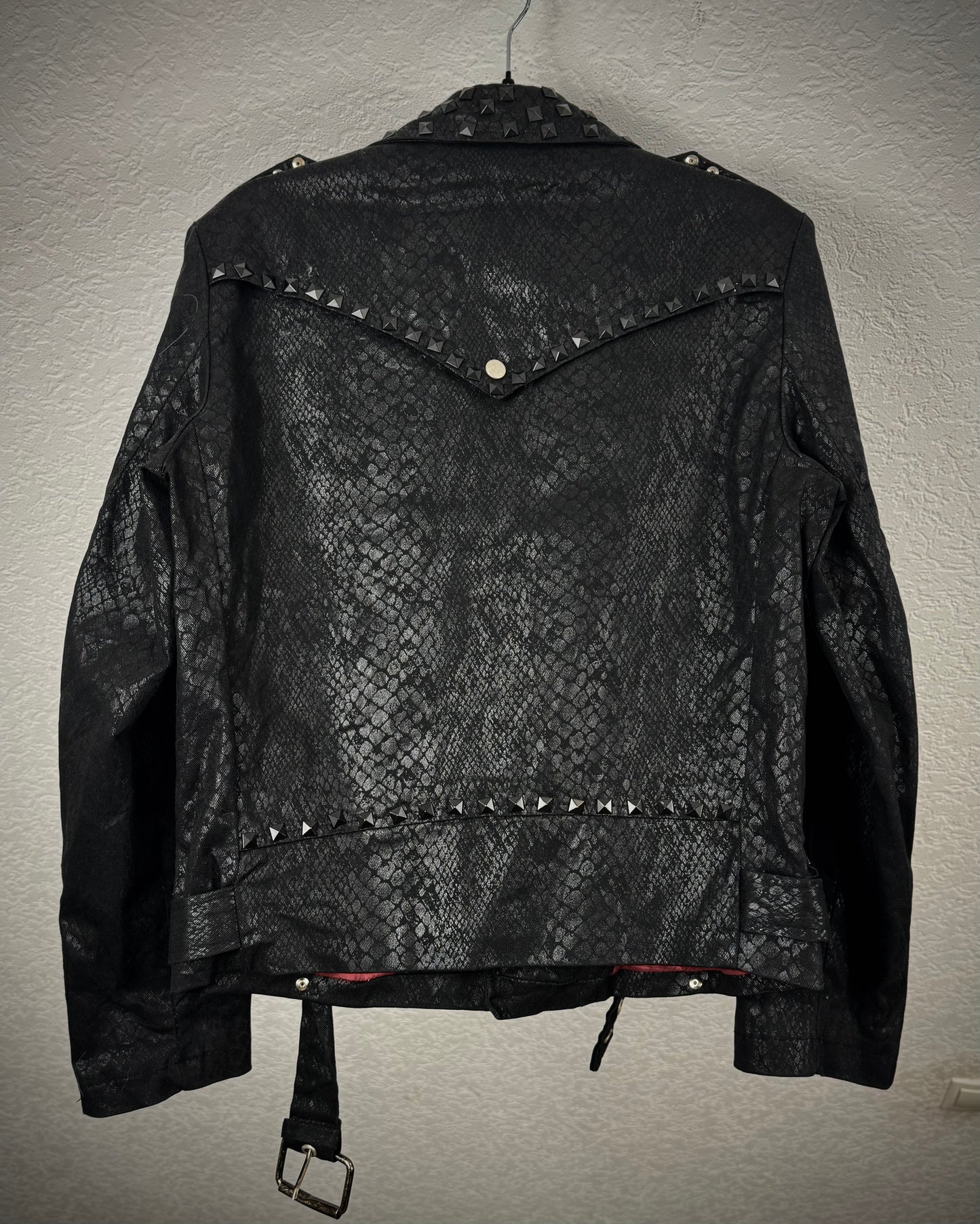 By The R Python Waxed Studded Biker Jacket
