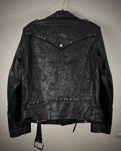 By The R Python Waxed Studded Biker Jacket