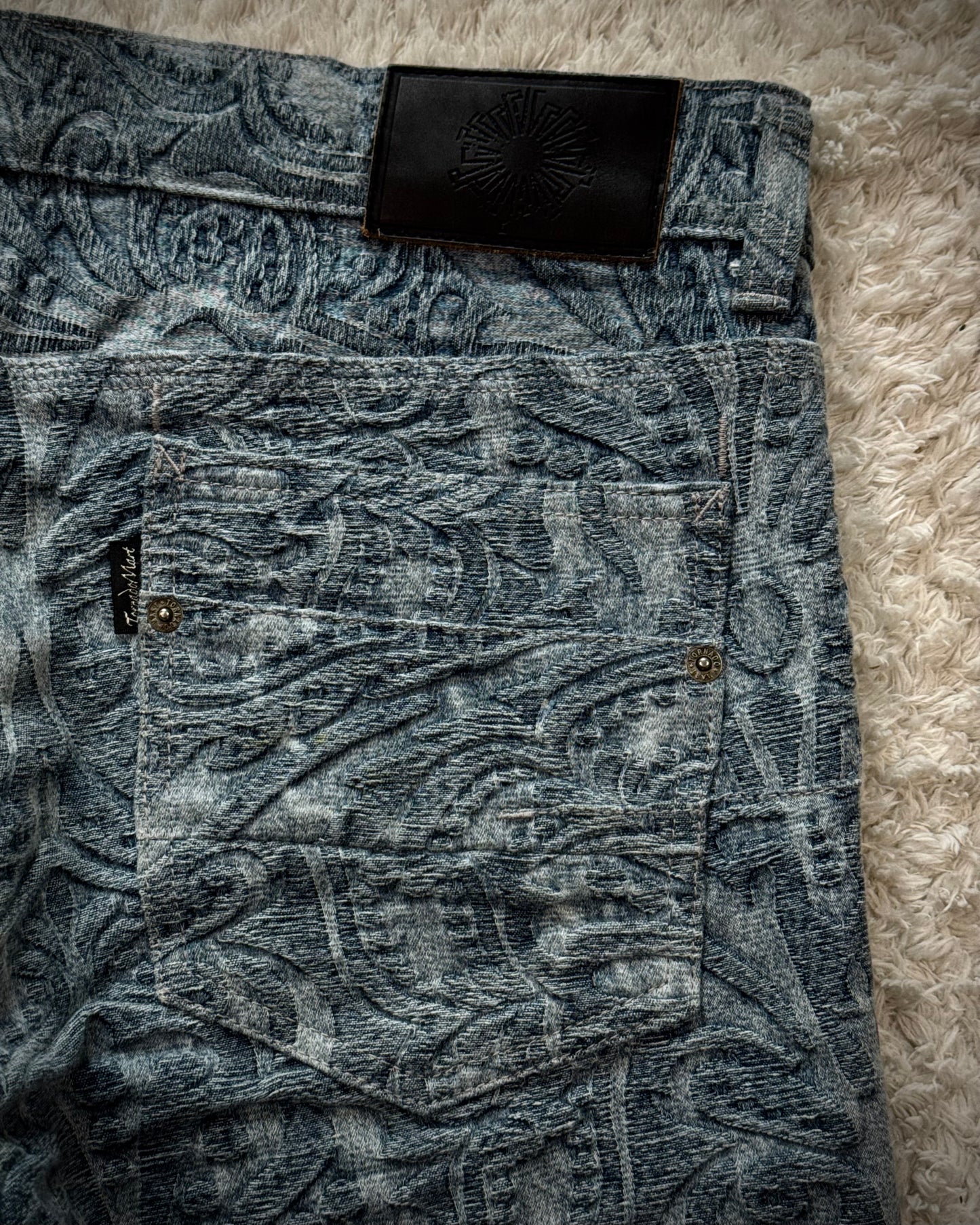 Tornado Mart 3D Paisley Pattern Flared Jeans