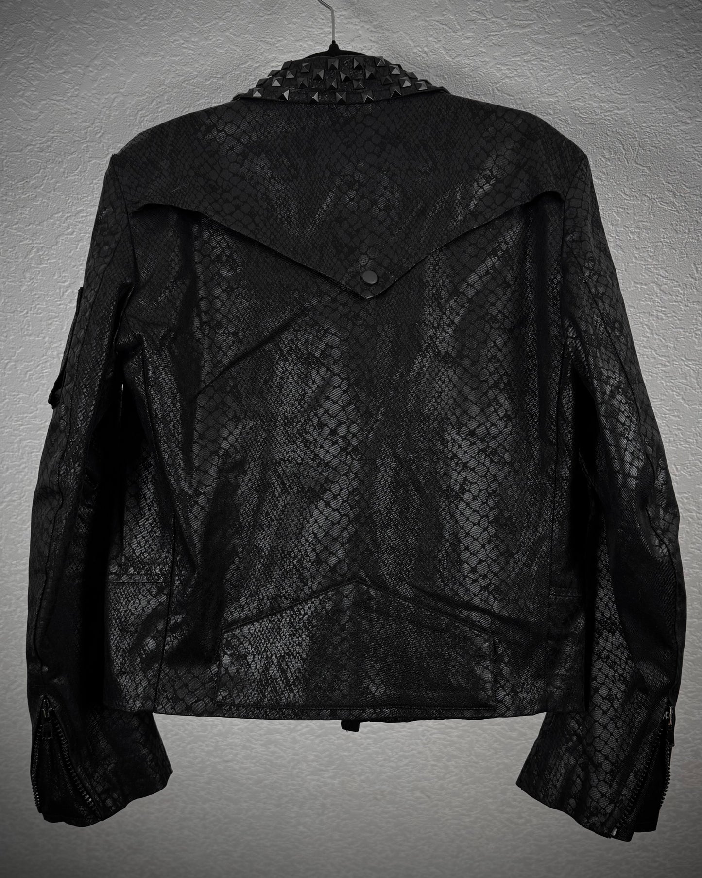 By The R Python Waxed Studded Biker Jacket