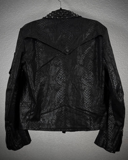 By The R Python Waxed Studded Biker Jacket