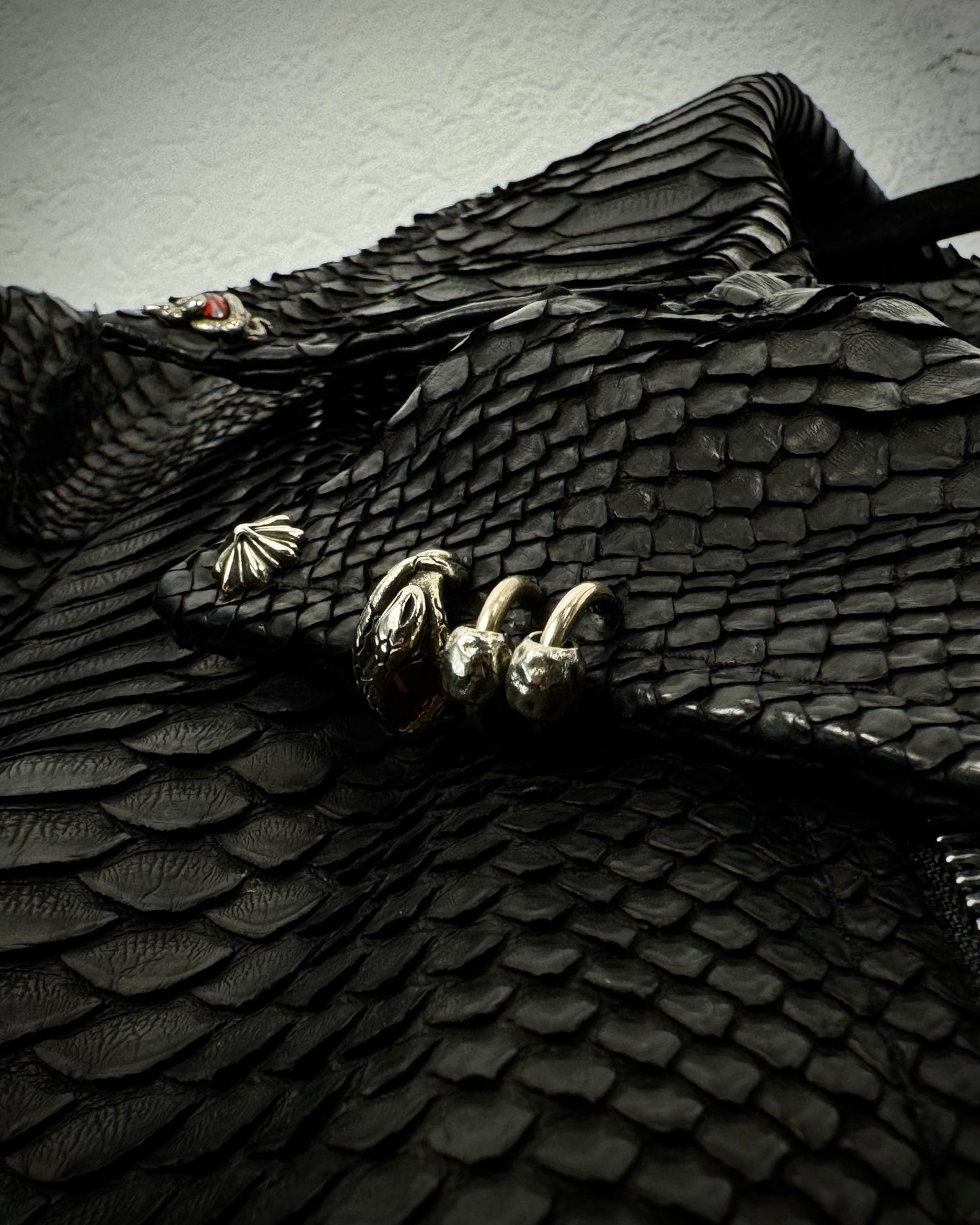 14th Addiction “10 Pythons” Pierced Leather Rider Jacket