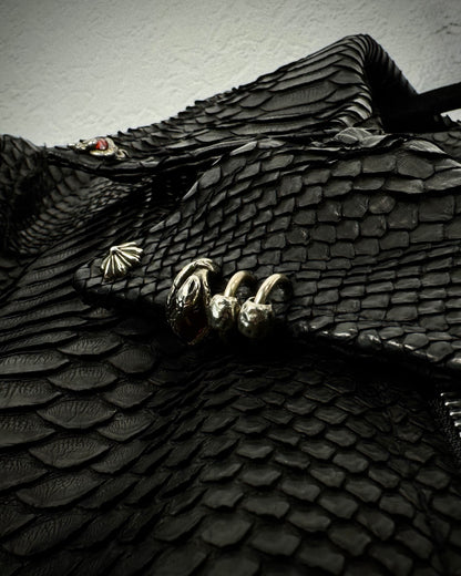 14th Addiction “10 Pythons” Pierced Leather Rider Jacket