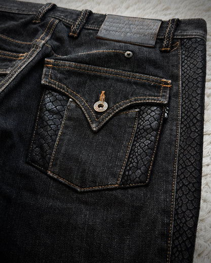 Morgan Homme Python Shimmer Flared Jeans