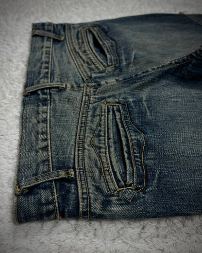 Tornado Mart Fringed Patchwork Flared Jeans