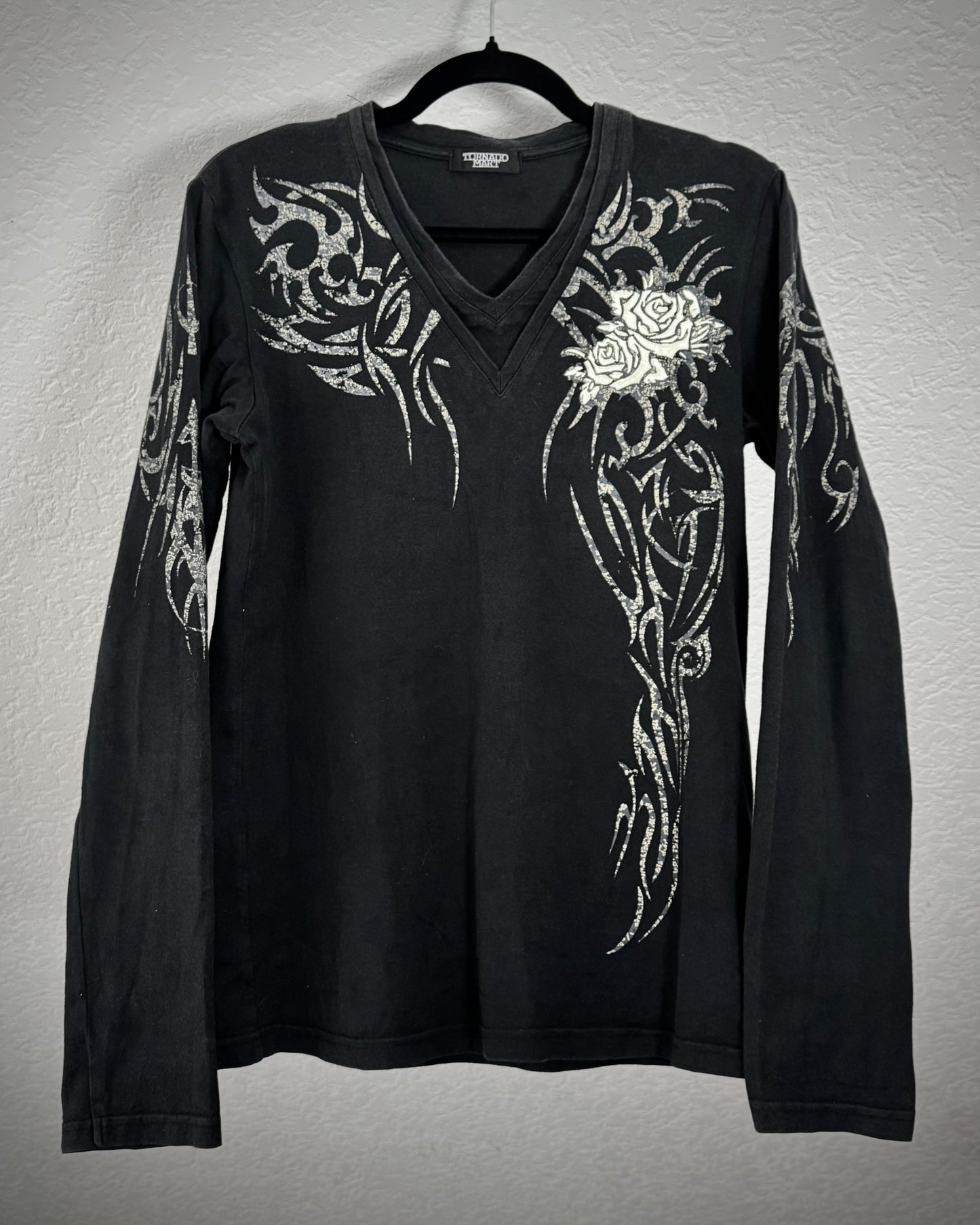 Tornado Mart Tribal Pattern Rose Embroidery Longsleeve