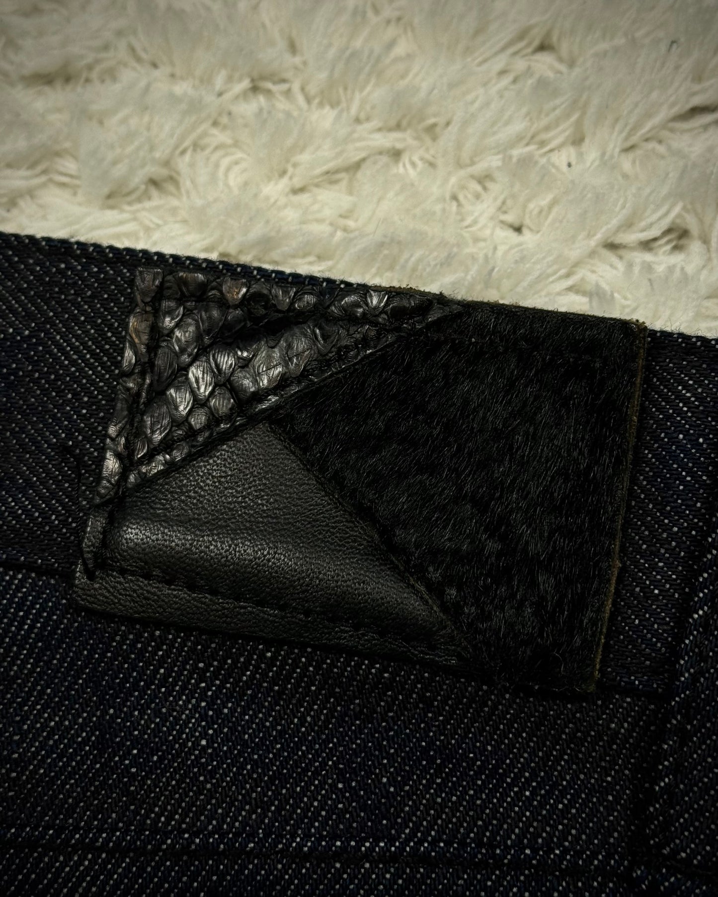 Fuga Python Repaired Distressing Clawmarks Bootcut Denim