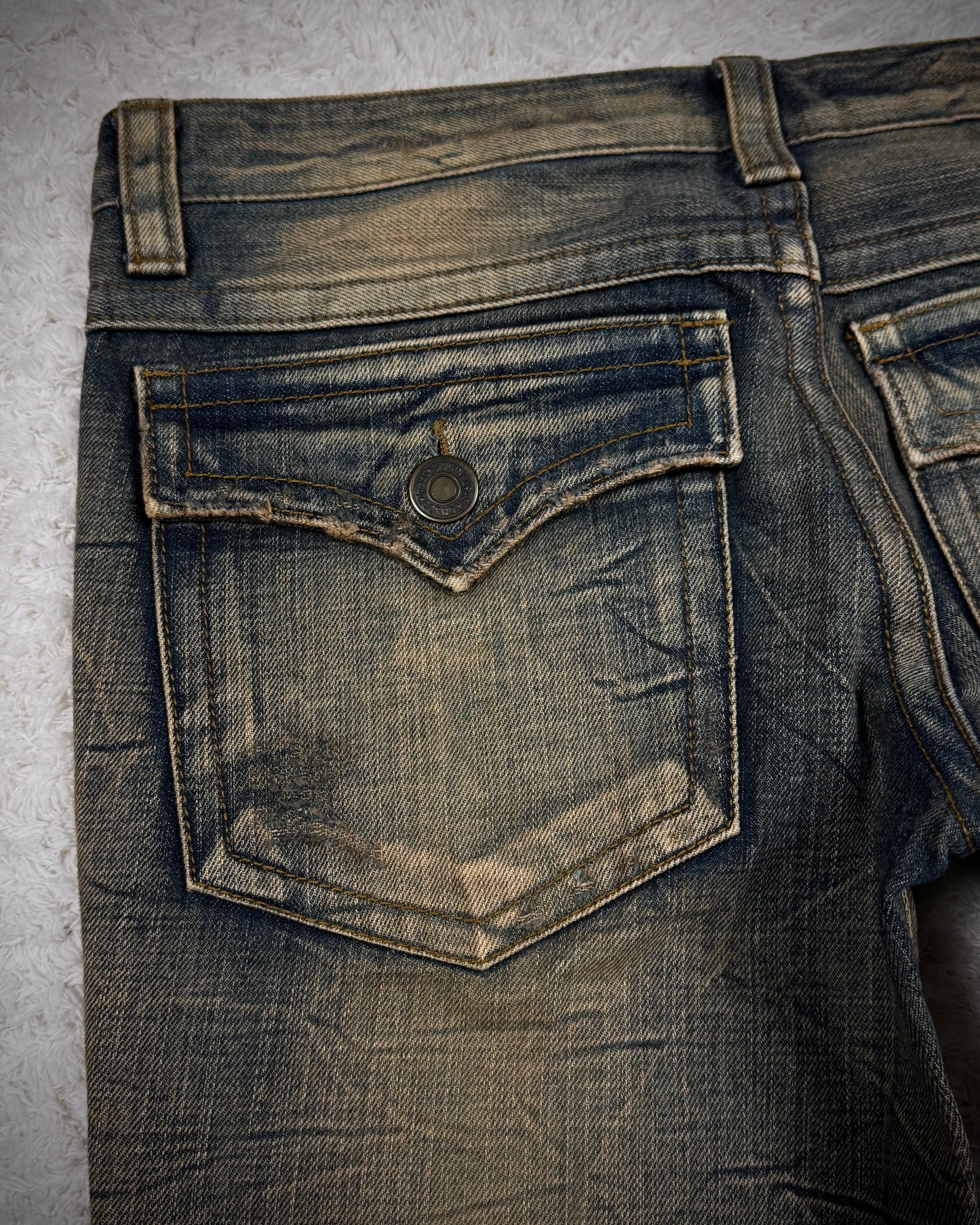 Agate Mud Honeycomb Washed Flared Jeans