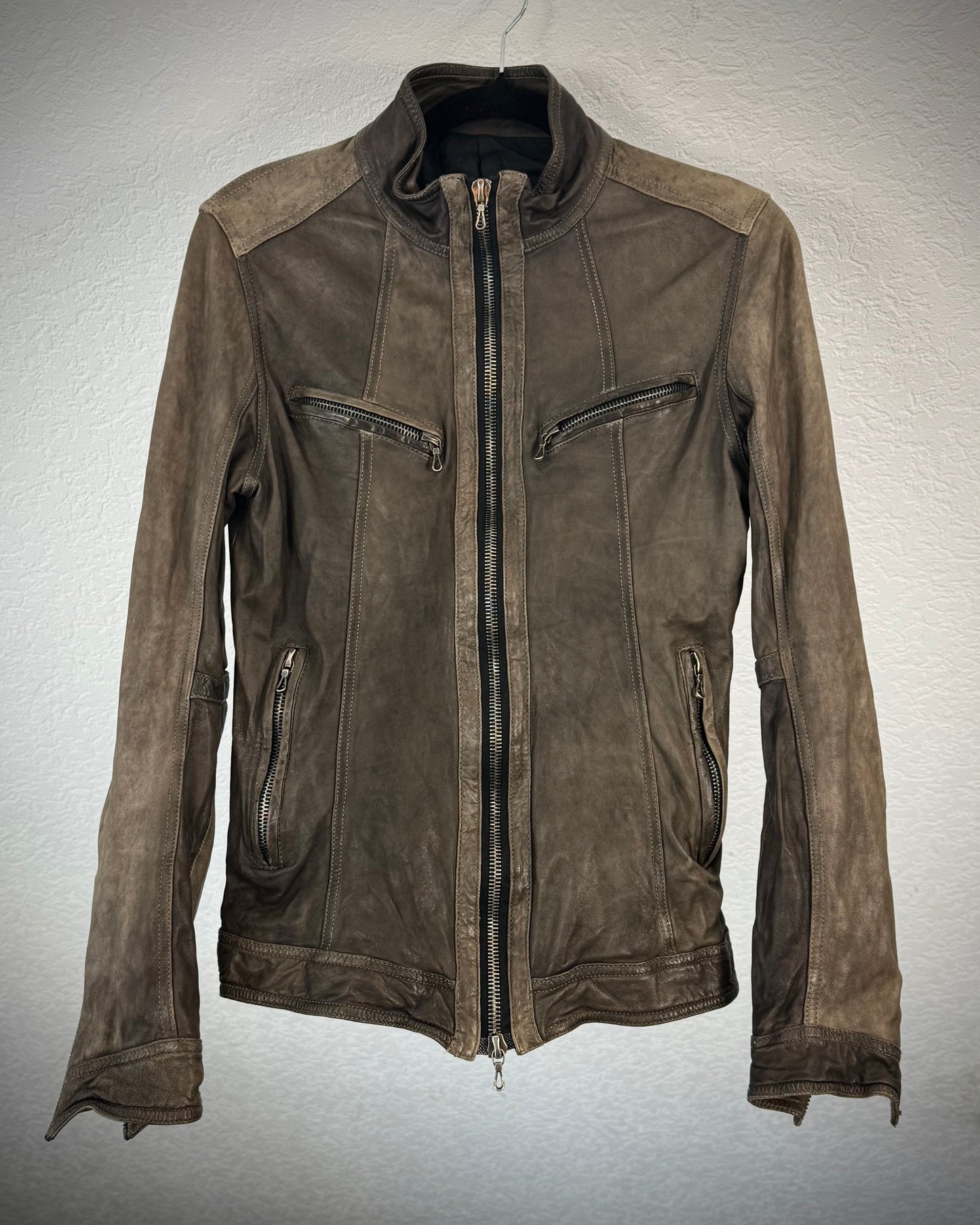 Shellac Earthy Textured Leather Jacket