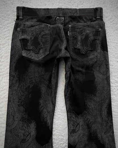 Tornado Mart Contrasted Paisley Flared Pants