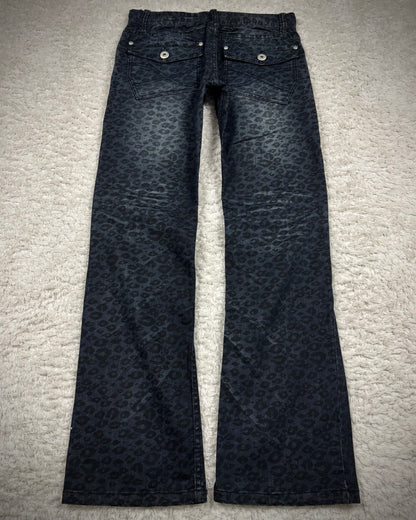 Luxury Gender Leopard Pattern Bootcut Jeans