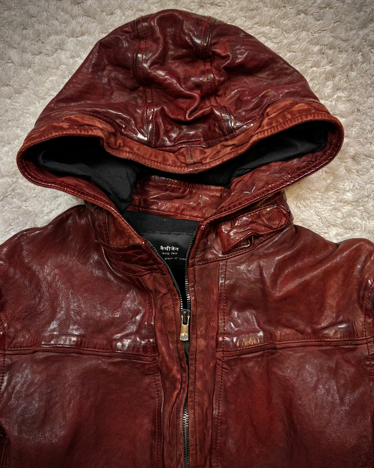 Cathy Jane Crimson Quilted Leather Jacket