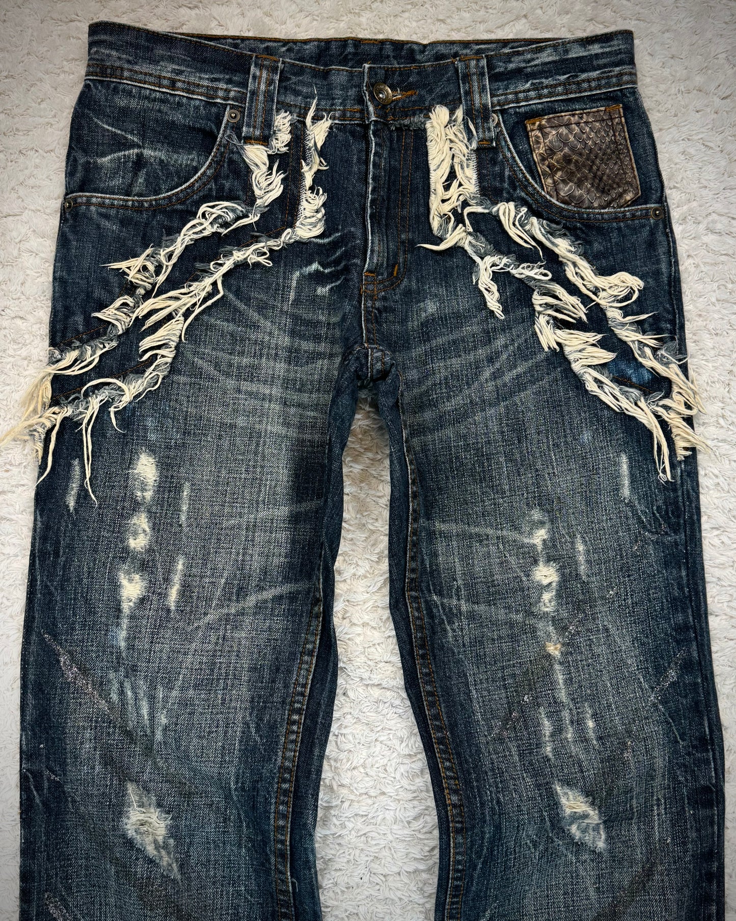 Semantic Design Python Fringed Luster Brushed Bootcut Denim