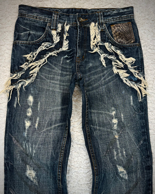 Semantic Design Python Fringed Luster Brushed Bootcut Denim