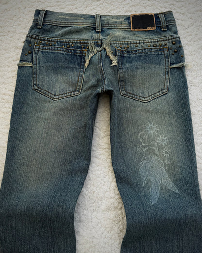 G-Land Edge Studded Distressed Bootcut Jeans