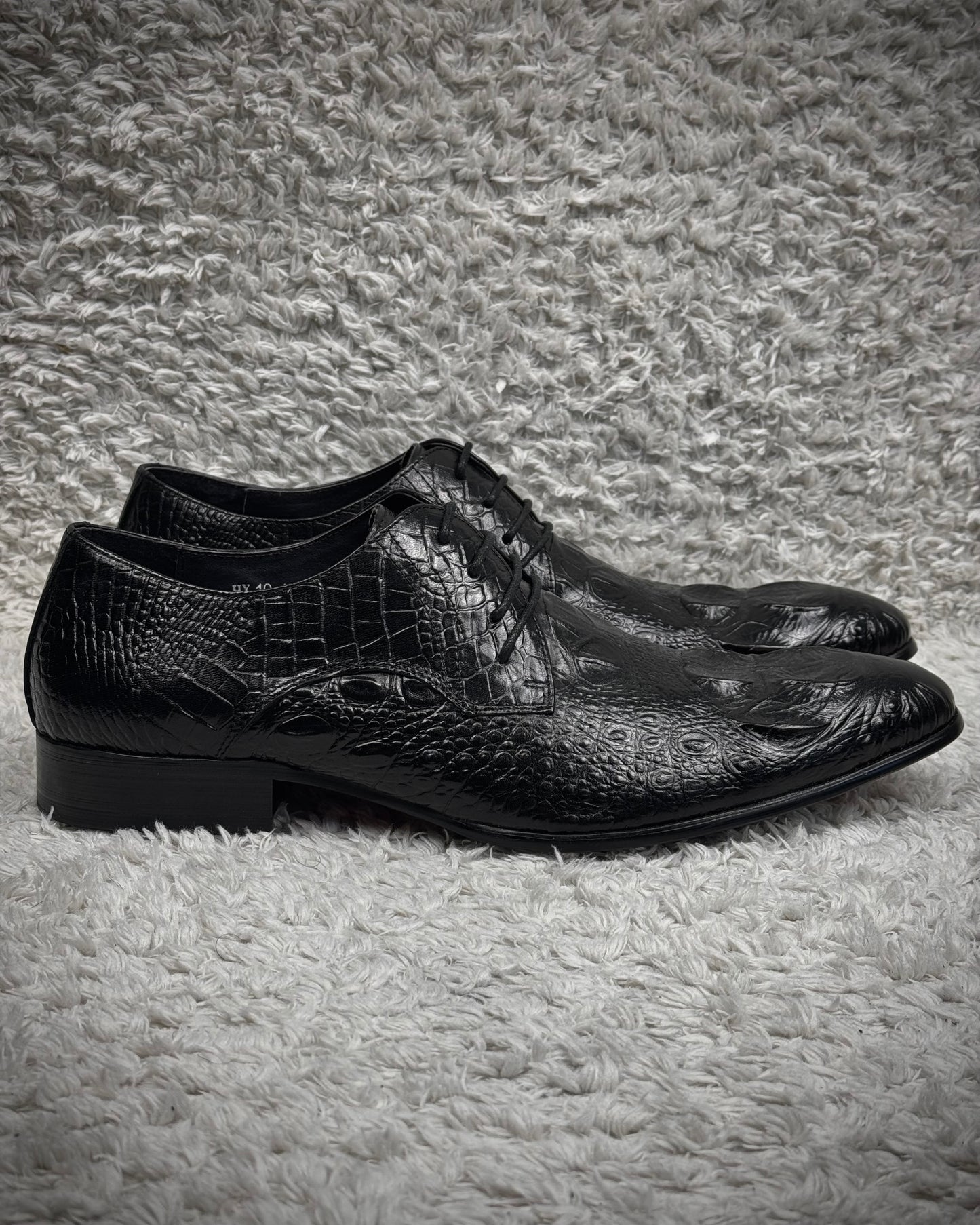 Bogarete Deep Textured Crocodile Leather Dress Boots