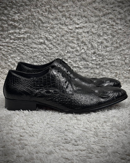 Bogarete Deep Textured Crocodile Leather Dress Boots
