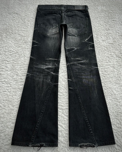 Tornado Mart Whisker Washed Spiral Bootcut Denim