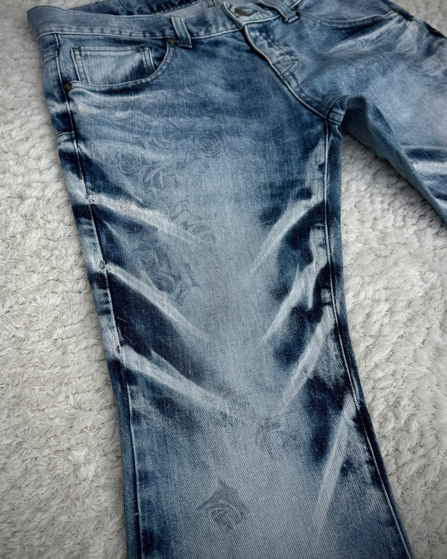 Tornado Mart Claw Marks Ocean Washed Rose Flared Jeans